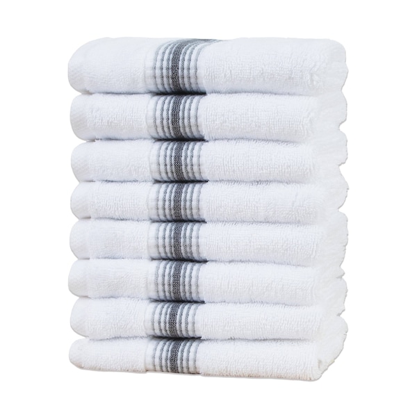 Arkwright Home Aston & Arden Turkish Striped Washcloth 13x13 Pewter (8pk) WC-STT-1313-1.75-PTR - main